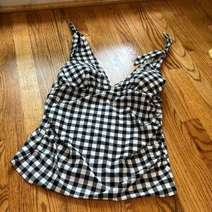 Kona sol white and black gingham swim tankini top